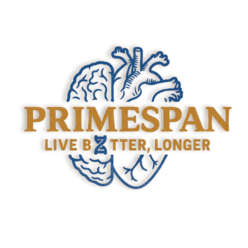 logo of primespan with heart and brain icon