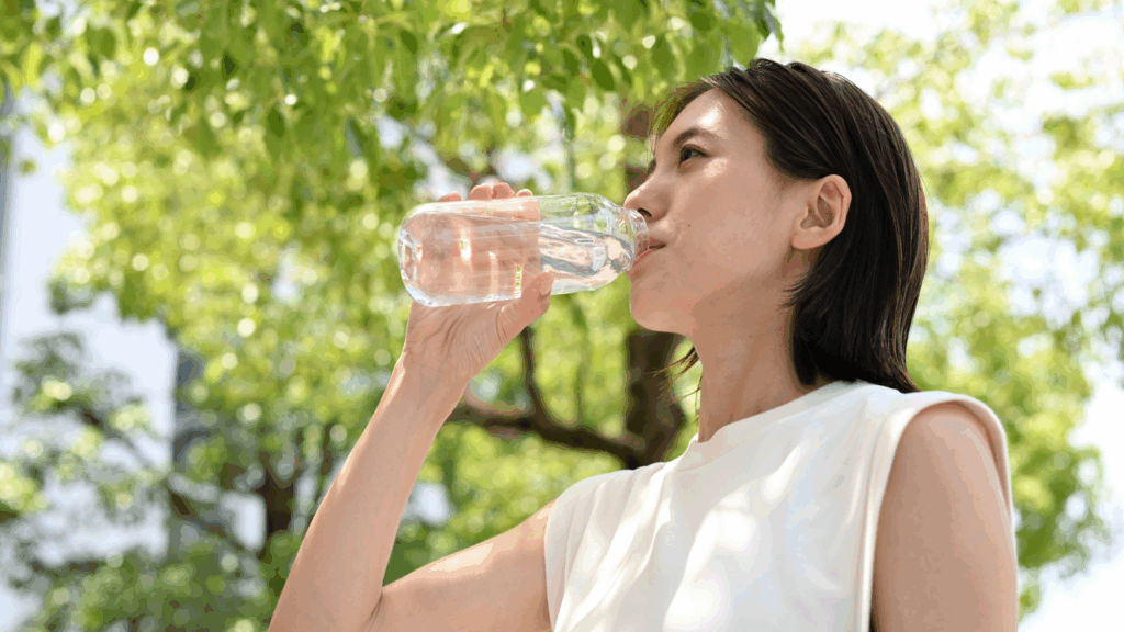 woman drinking water