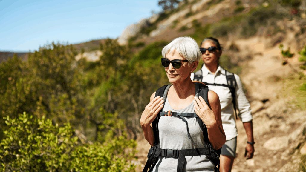 old woman hiking