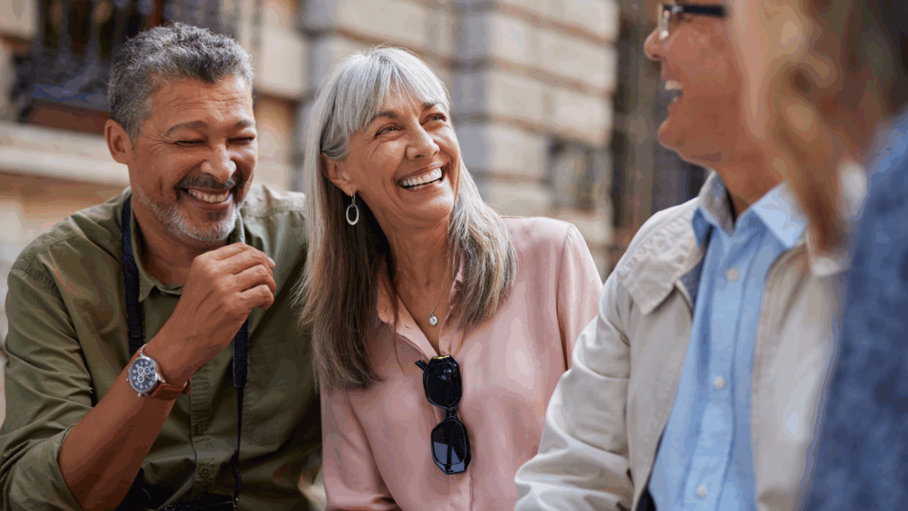woman laughing with friends